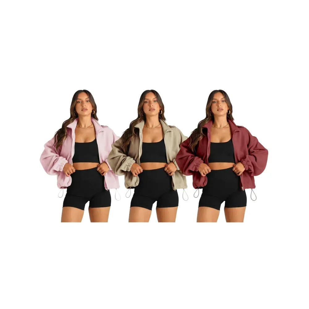 Women's Stand Collar Jacket Long Sleeve Sweatshirt Women's Fall Jacket