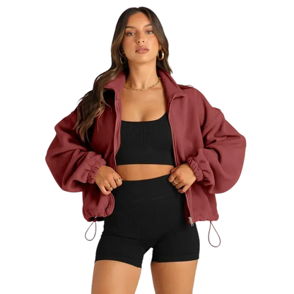 Women's Stand Collar Jacket Long Sleeve Sweatshirt Women's Fall Jacket