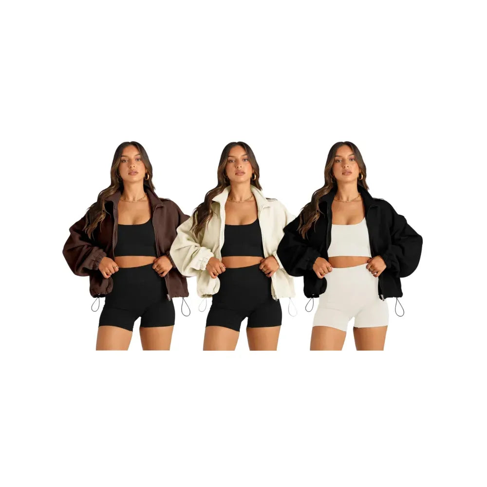Women's Stand Collar Jacket Long Sleeve Sweatshirt Women's Fall Jacket