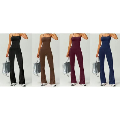 Women's Halter Neck Bodycon Flared Leg Jumpsuit