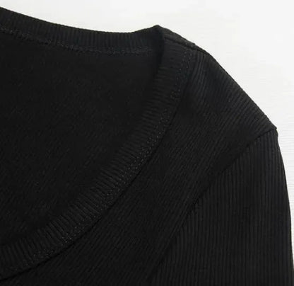 Women Long Sleeve Stretch Slim Round Neck Ribbed Basic Top