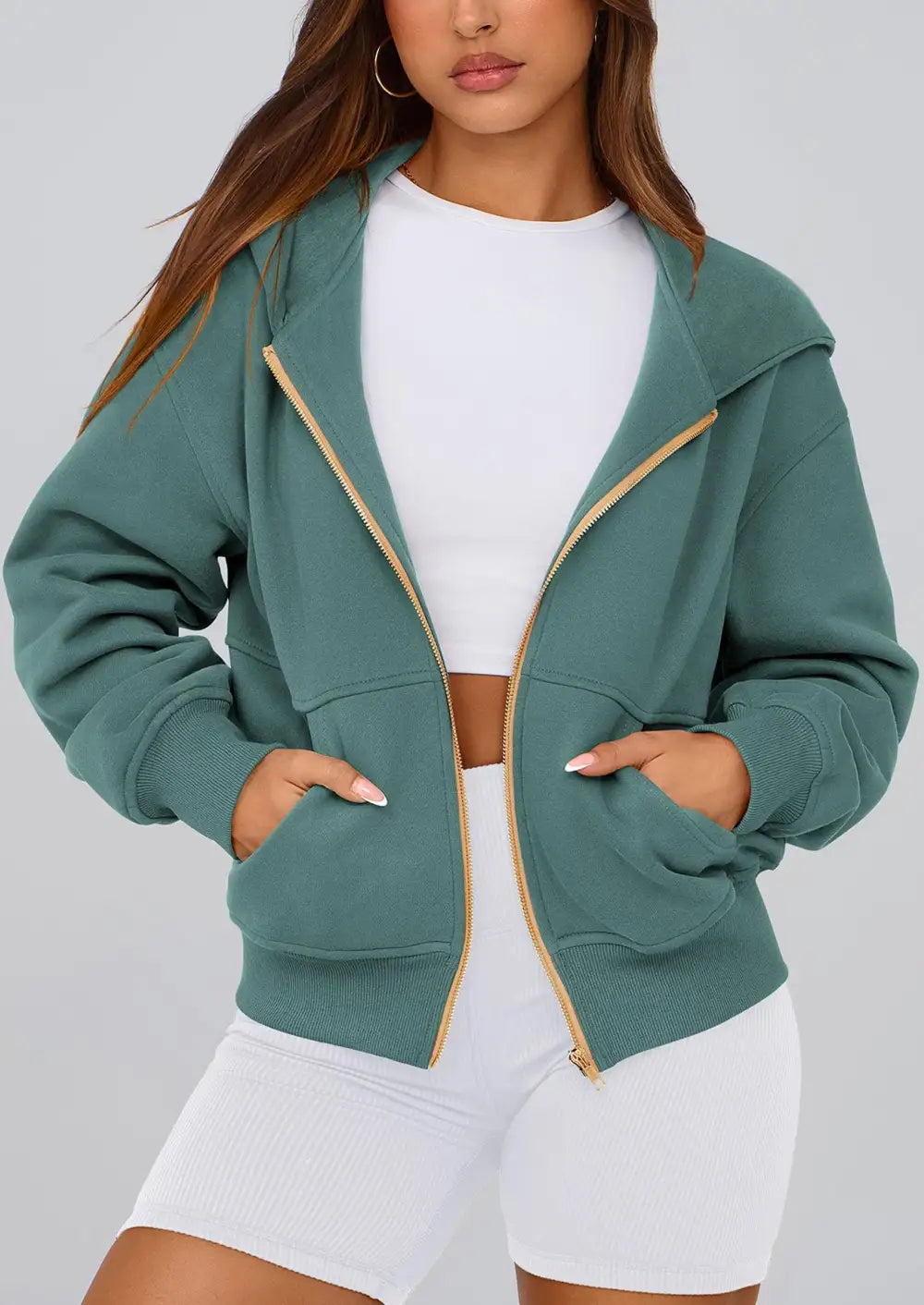 Hoodies ForWomen Sweatshirt Zip Up HoodieFall Fashion Trendy Long SleeveJackets Winter Clothing Outfits
