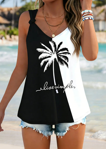 Dusty Blue Tummy Coverage Striped Strappy Tank Top