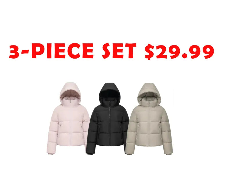 WarmCoreTM Detachable Hood Puffer Jacket 3-Piece Set $29.99