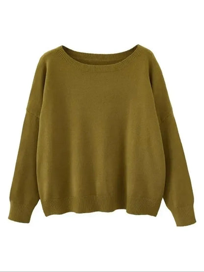 Women's Plain Scoop Neck Sweater
