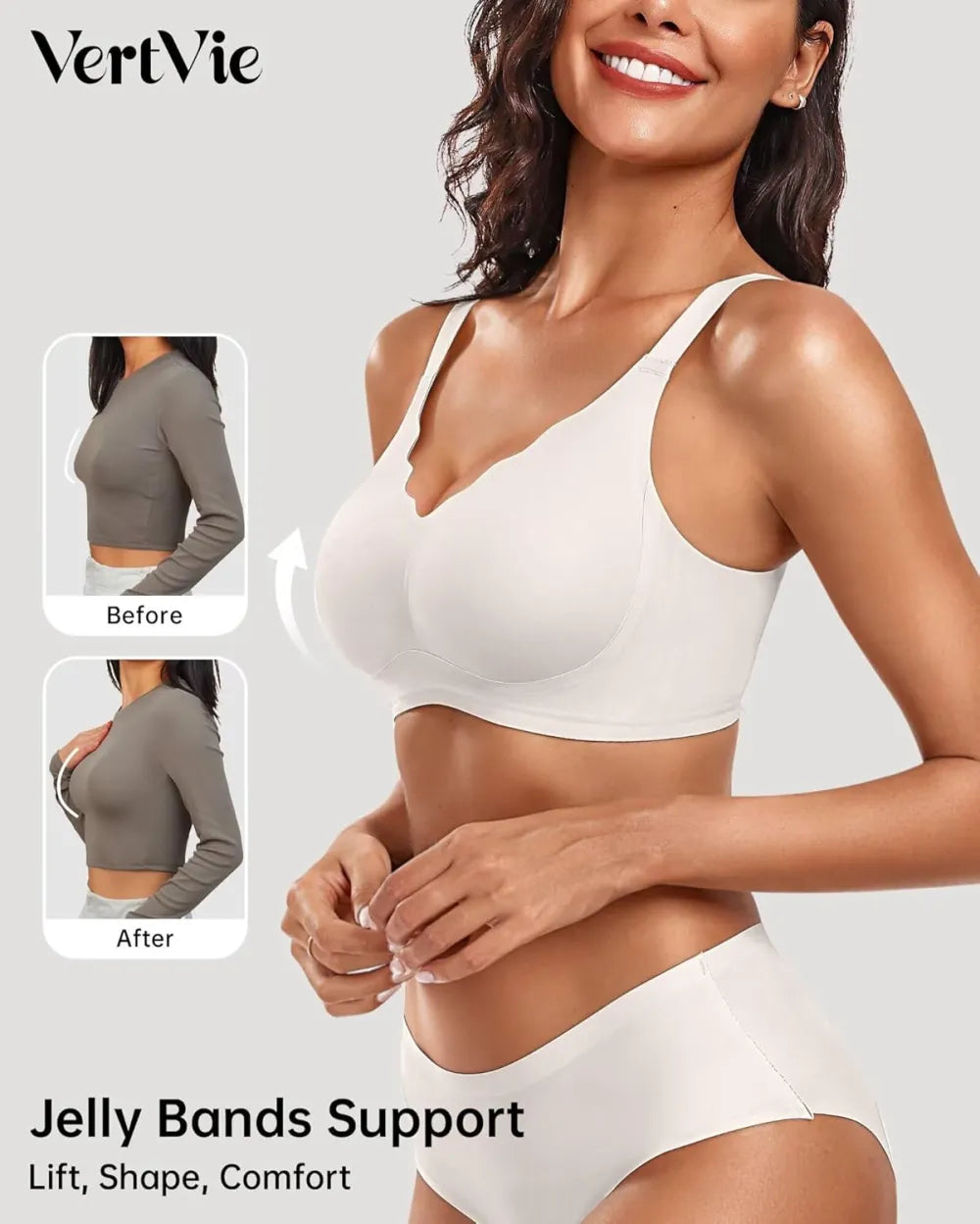 Womens Seamless Bras No Underwire Supportive Wireless Push Up Full Coverage Bralette Comfort Scalloped T-Shirt Bra