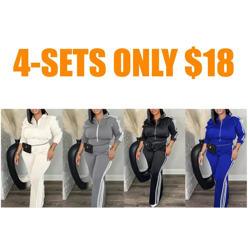 Casual Long Sleeve Zip Up Jacket & Pants Set