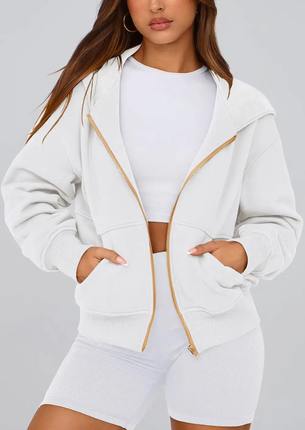 Hoodies ForWomen Sweatshirt Zip Up HoodieFall Fashion Trendy Long SleeveJackets Winter Clothing Outfits
