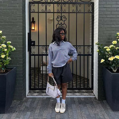 Stripey Oversized Collared Shirt