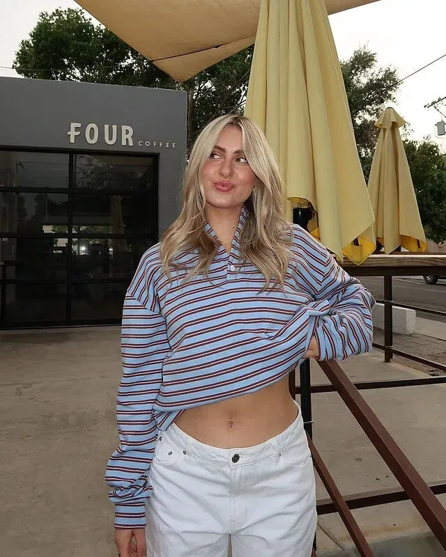 Stripey Oversized Collared Shirt
