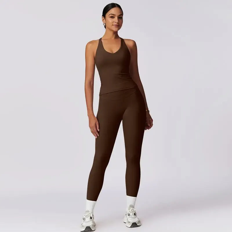 Women's Crisscross Back Tank & High-Waist Butt-Lift Leggings Set