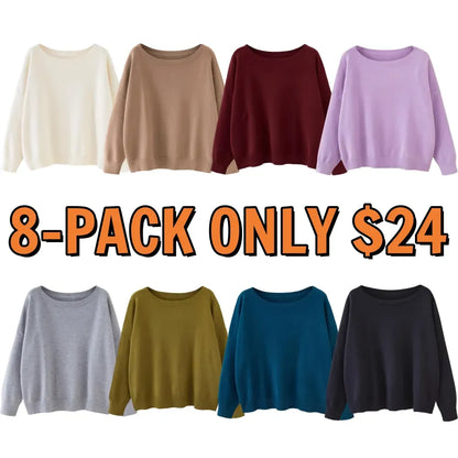 Women's Plain Scoop Neck Sweater