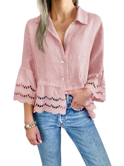 Women's Eyelet Lace BlouseTops