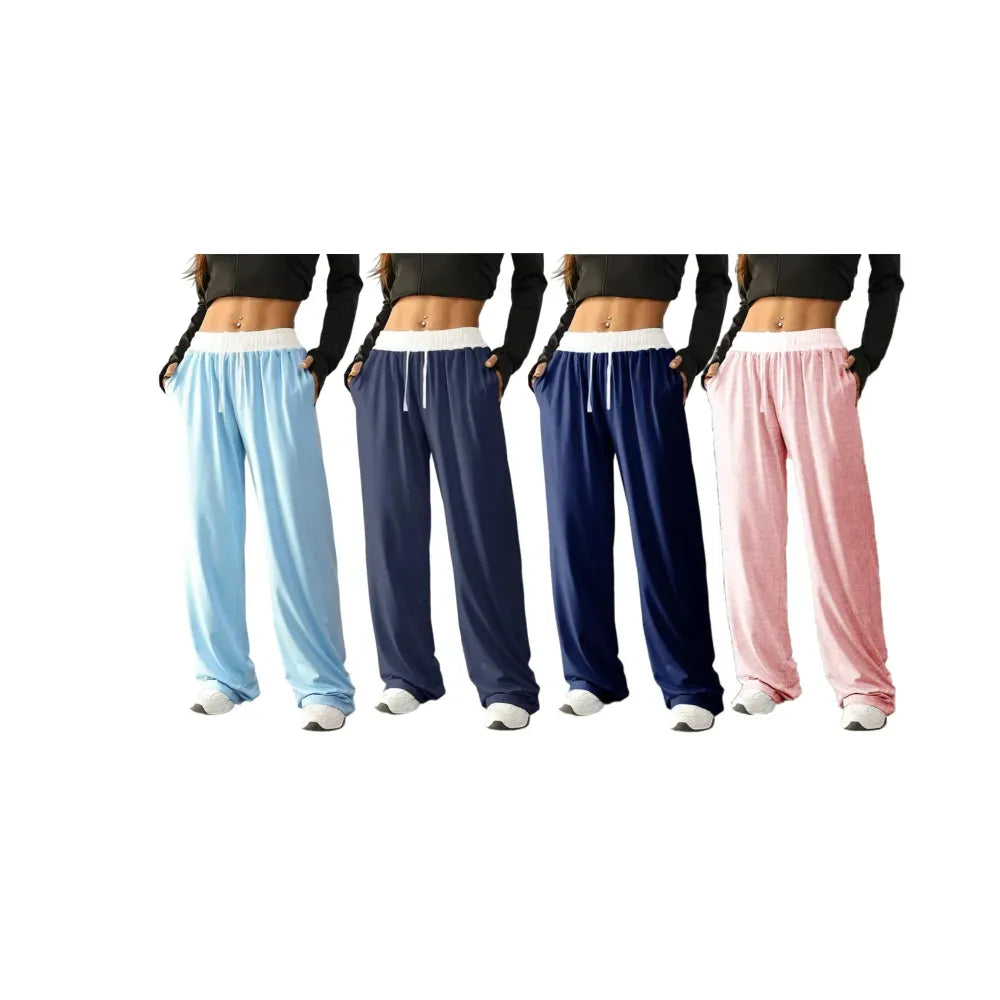 Women's Colorblock Drawstring Waist Sports Jogger Pants
