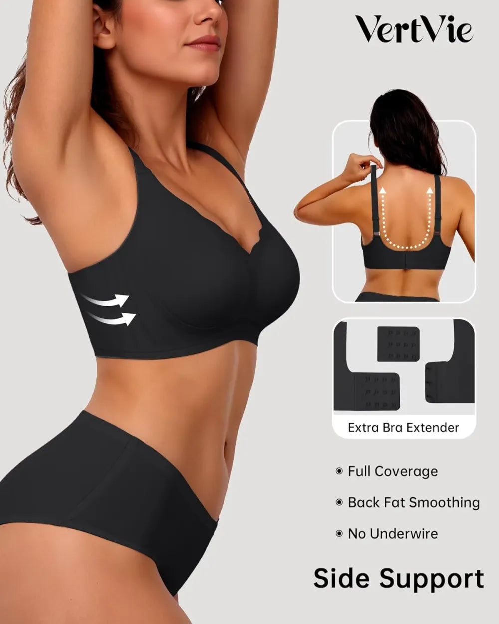 Womens Seamless Bras No Underwire Supportive Wireless Push Up Full Coverage Bralette Comfort Scalloped T-Shirt Bra