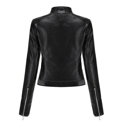 New Women's Short LeatherJackets, Small Outerwear for Springand Autumn