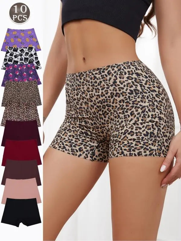 "10-Pack Women's SeamlessLeopard Print Bikini Underwear"