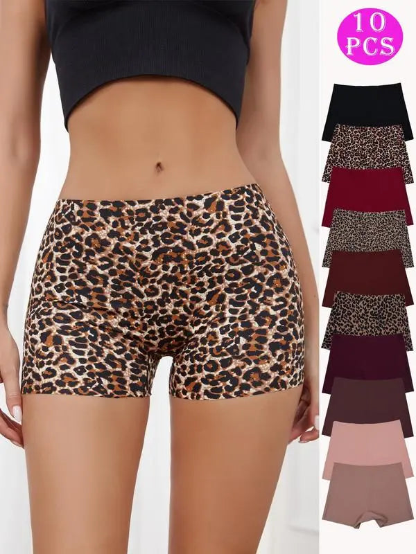 "10-Pack Women's SeamlessLeopard Print Bikini Underwear"
