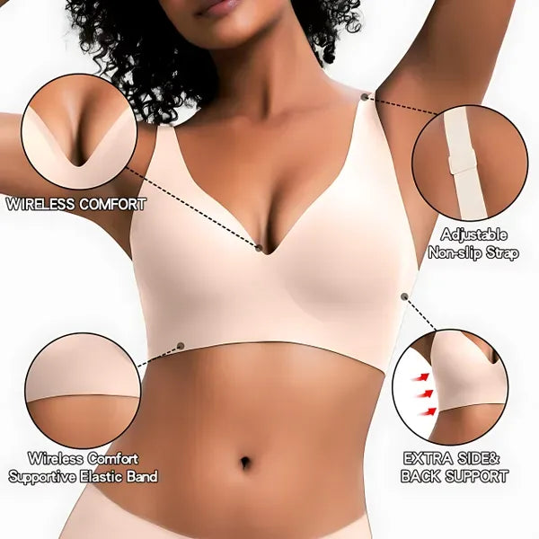 Vivid Bloom V-Neck Wireless Bra -Comfort & Lift for Women (VB)