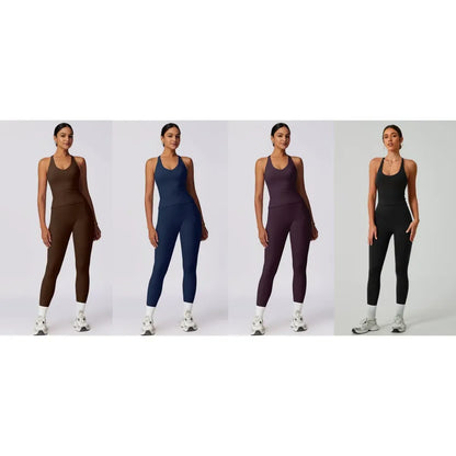 Women's Crisscross Back Tank & High-Waist Butt-Lift Leggings Set