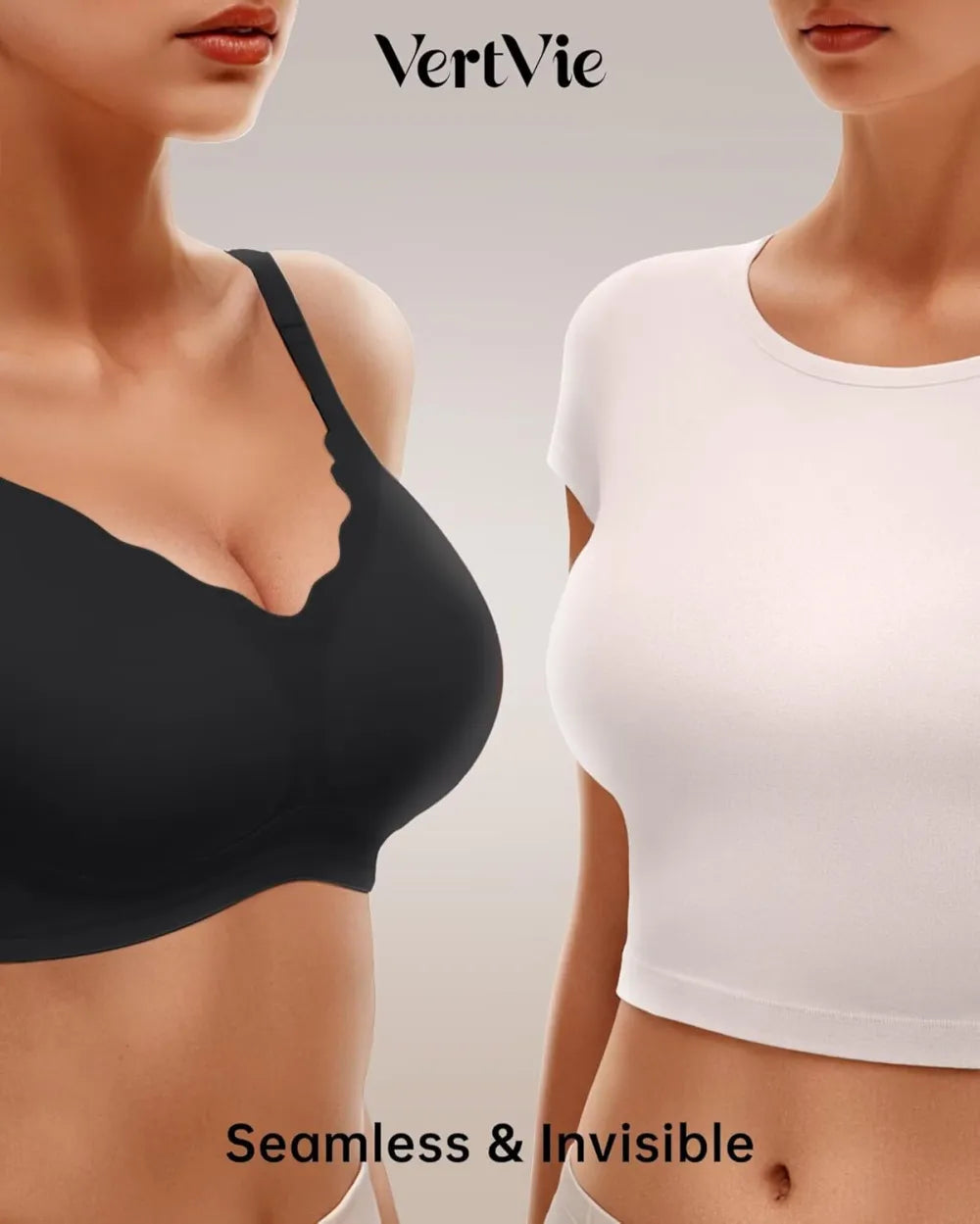 Womens Seamless Bras No Underwire Supportive Wireless Push Up Full Coverage Bralette Comfort Scalloped T-Shirt Bra