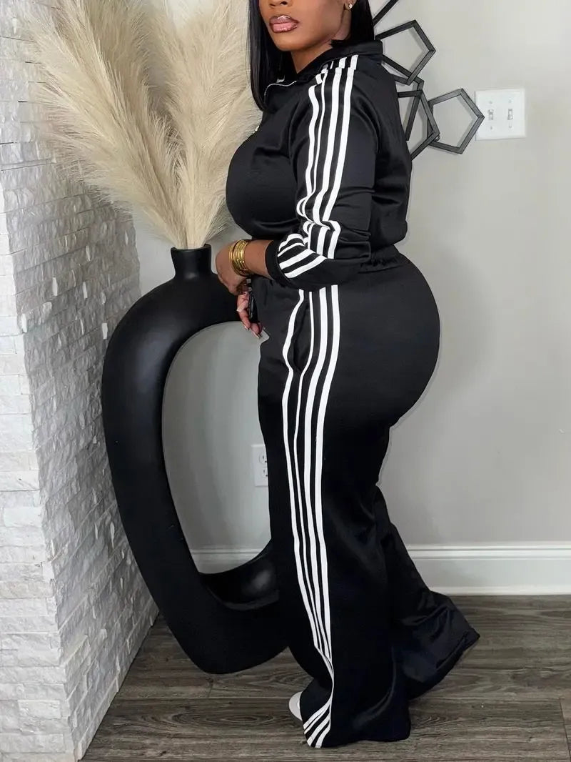 Casual Long Sleeve Zip Up Jacket & Pants Set
