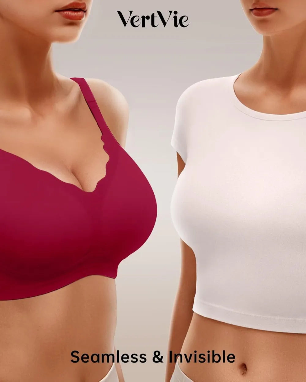 Womens Seamless Bras No Underwire Supportive Wireless Push Up Full Coverage Bralette Comfort Scalloped T-Shirt Bra