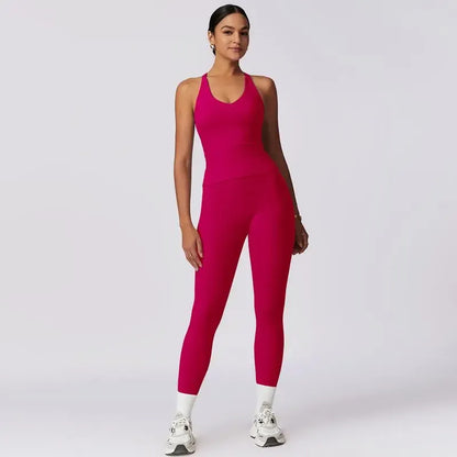 Women's Crisscross Back Tank & High-Waist Butt-Lift Leggings Set