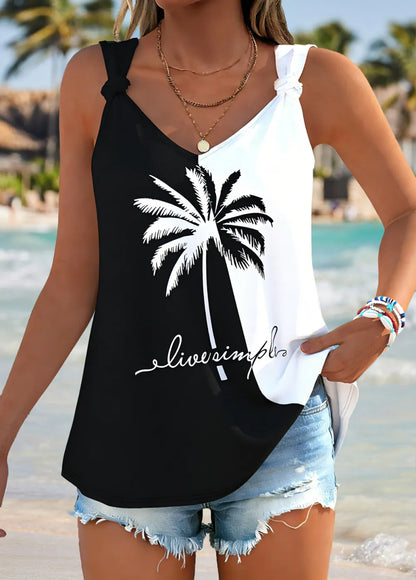 Dusty Blue Tummy Coverage Striped Strappy Tank Top