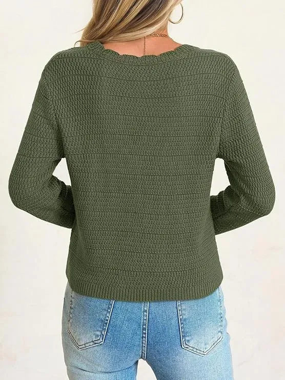 Women's V-Neck Cropped Boho Knit Cardigan