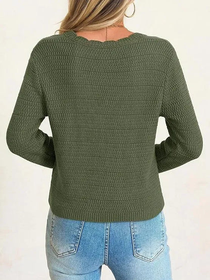 Women's V-Neck Cropped Boho Knit Cardigan