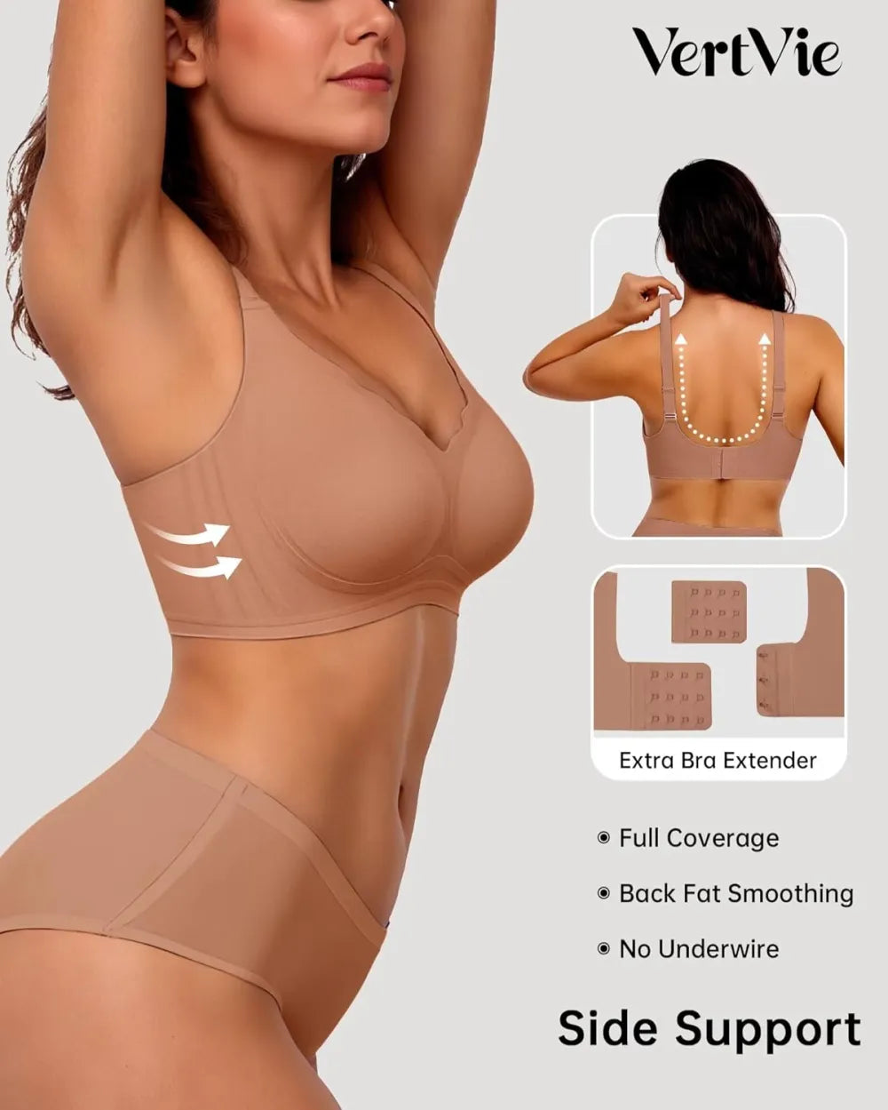 Womens Seamless Bras No Underwire Supportive Wireless Push Up Full Coverage Bralette Comfort Scalloped T-Shirt Bra