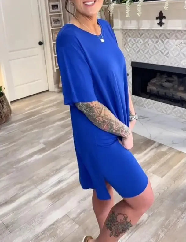 Women Plus Crewneck Short Sleeve Tops and Skinny Biker Shorts Sets