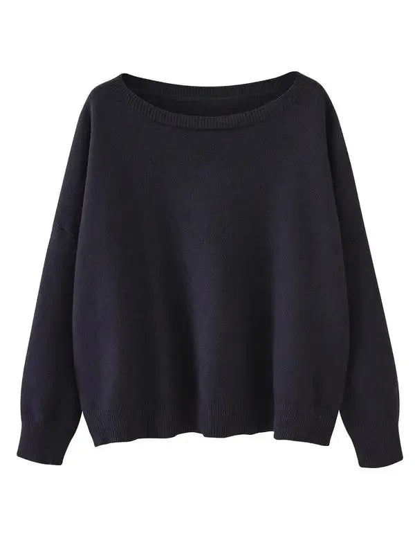 Women's Plain Scoop Neck Sweater
