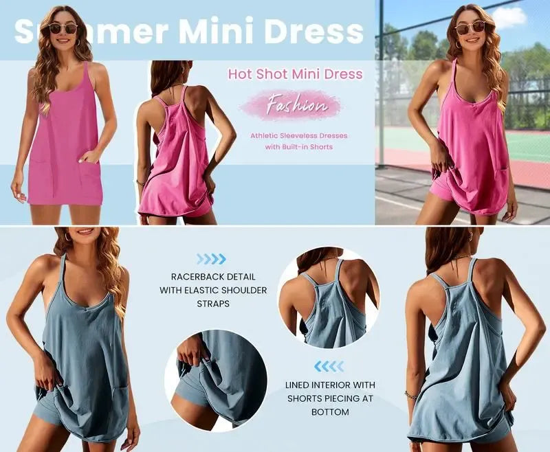 Womens Athletic Sleeveless Mini Dress