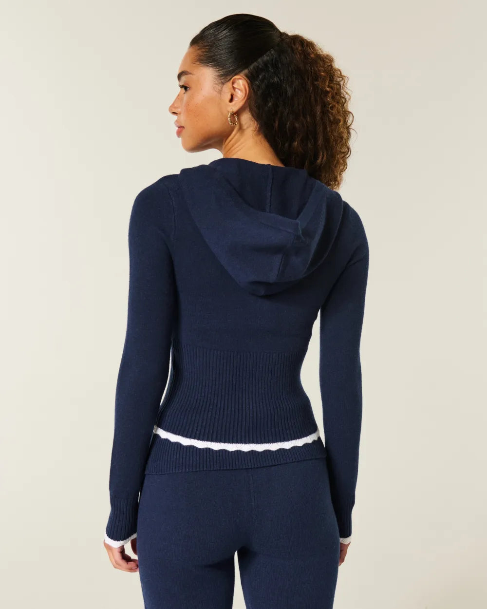 Cable-Knit Zip-Up Hoodie Sweater