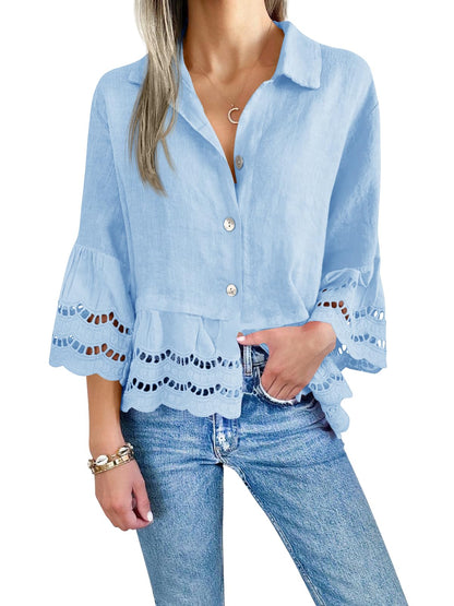 Women's Eyelet Lace BlouseTops