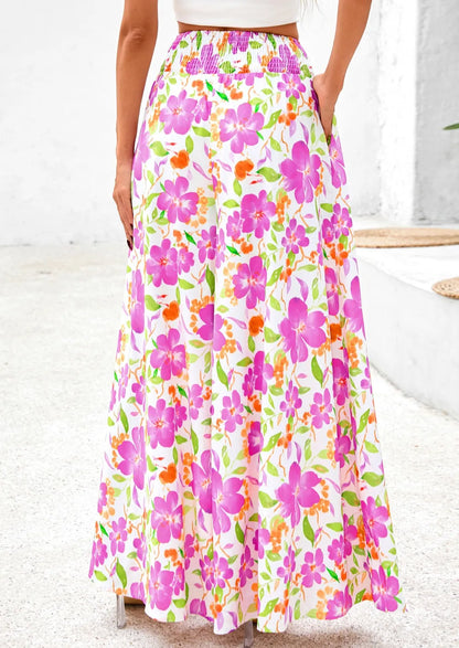 Casual Elastic High WaistedPockets Boho Beach Wide LegPalazzo Pants