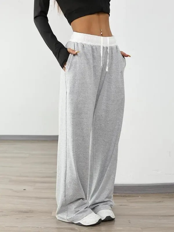 Women's Colorblock Drawstring Waist Sports Jogger Pants