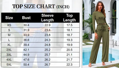Ribbed Knit Long Sleeve Crop Top Wide Leg Pants