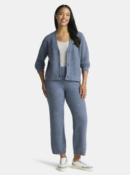 Women's Plus Cardigan and Pants Sweater Set