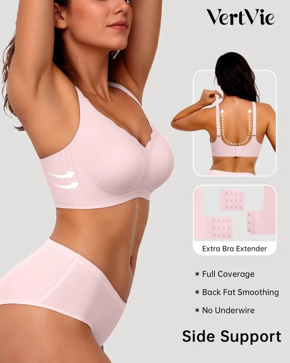 Womens Seamless Bras No Underwire Supportive Wireless Push Up Full Coverage Bralette Comfort Scalloped T-Shirt Bra