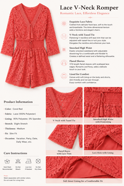 Casual short V-neck lace suit