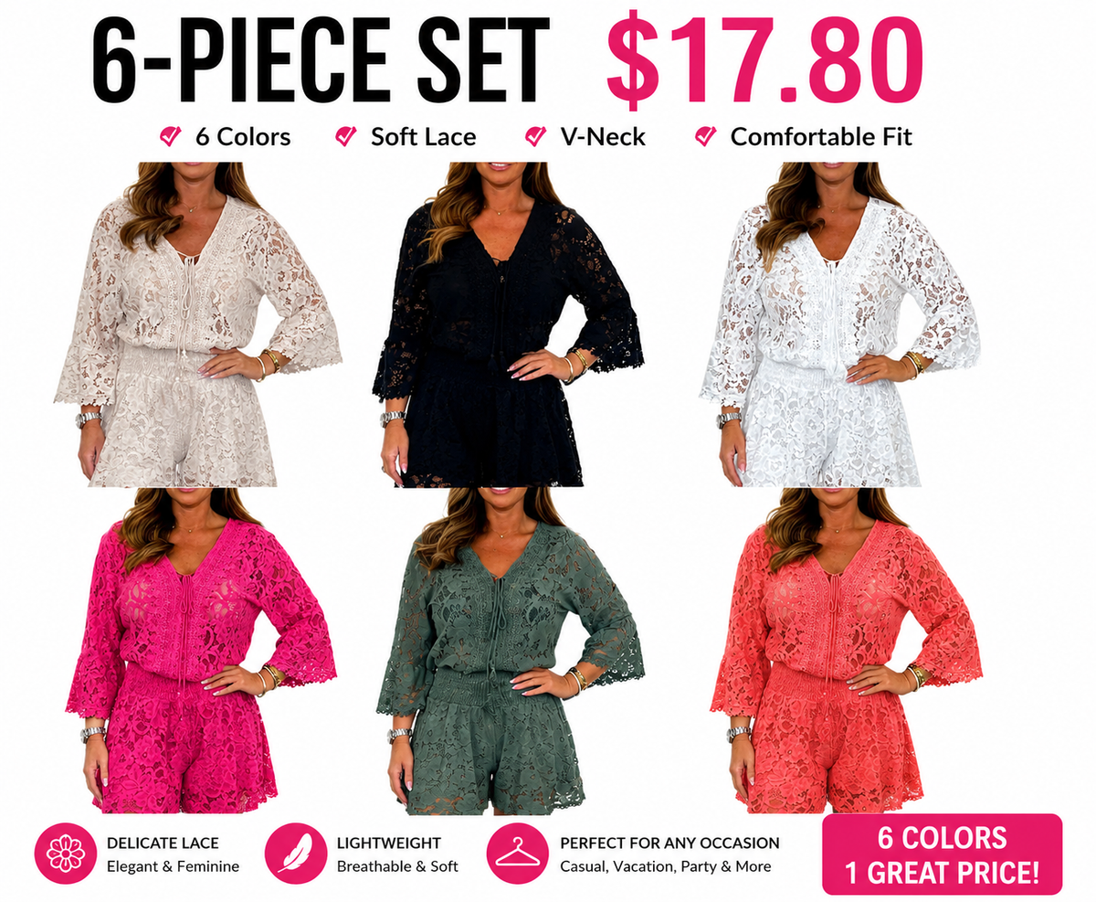 Casual short V-neck lace suit