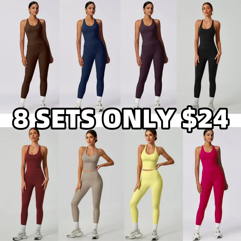 Women's Crisscross Back Tank & High-Waist Butt-Lift Leggings Set