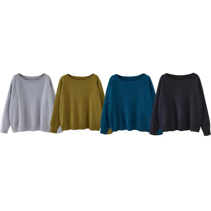 Women's Plain Scoop Neck Sweater