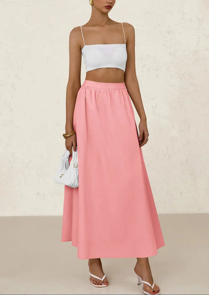 Women's MaxiSkirts Summer Trendy Ruffle HighWaisted Casual Long Flowy Skirtwith Pockets