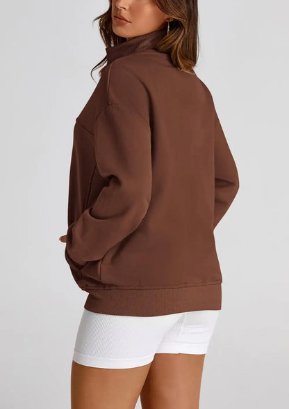 Women's SpringFall Fashion Full Zip Up SweatshirtLong Sleeve Loose Fit TrendyCasual Jacket with Pockets