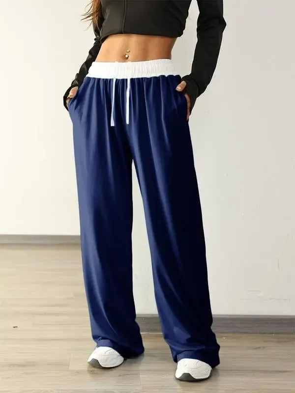 Women's Colorblock Drawstring Waist Sports Jogger Pants