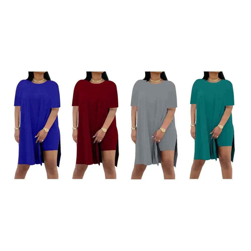 Women Plus Crewneck Short Sleeve Tops and Skinny Biker Shorts Sets